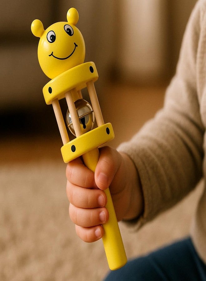 Vemlons Jhunjhuna Wooden Toy jhunjhuna Wooden Non Toxic Colourful Rattle Toys for New Born Baby, Musical Infant Toy, / Dugi Dugi Rattle Sweet Cuddle Infant of JhunJhuna/lakdi ka jhunjhuna - Image 3